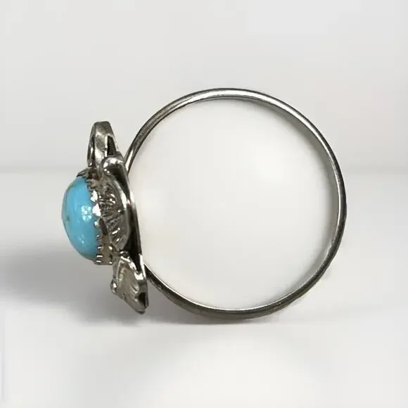 Vintage Navajo Sterling Silver Turquoise Ring Size 8 Native American- Signed - Picture 5 of 12